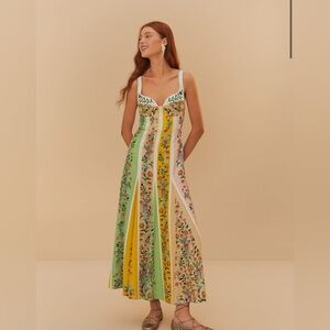FARM Rio Yellow Green Pink Floral Maxi Dress